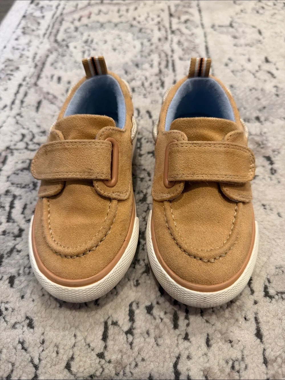 Cat & Jack Toddler Boys Tan Faux Suede Velcro Loafers Sneakers Size 7C